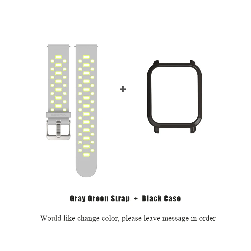 Gray Green Black 20 мм ремешок силиконовый ремешок для часов Xiaomi Huami Amazfit GTR Bip BIT спортивные Смарт-часы аксессуары смарт-браслеты - Цвет: Gray Green Black