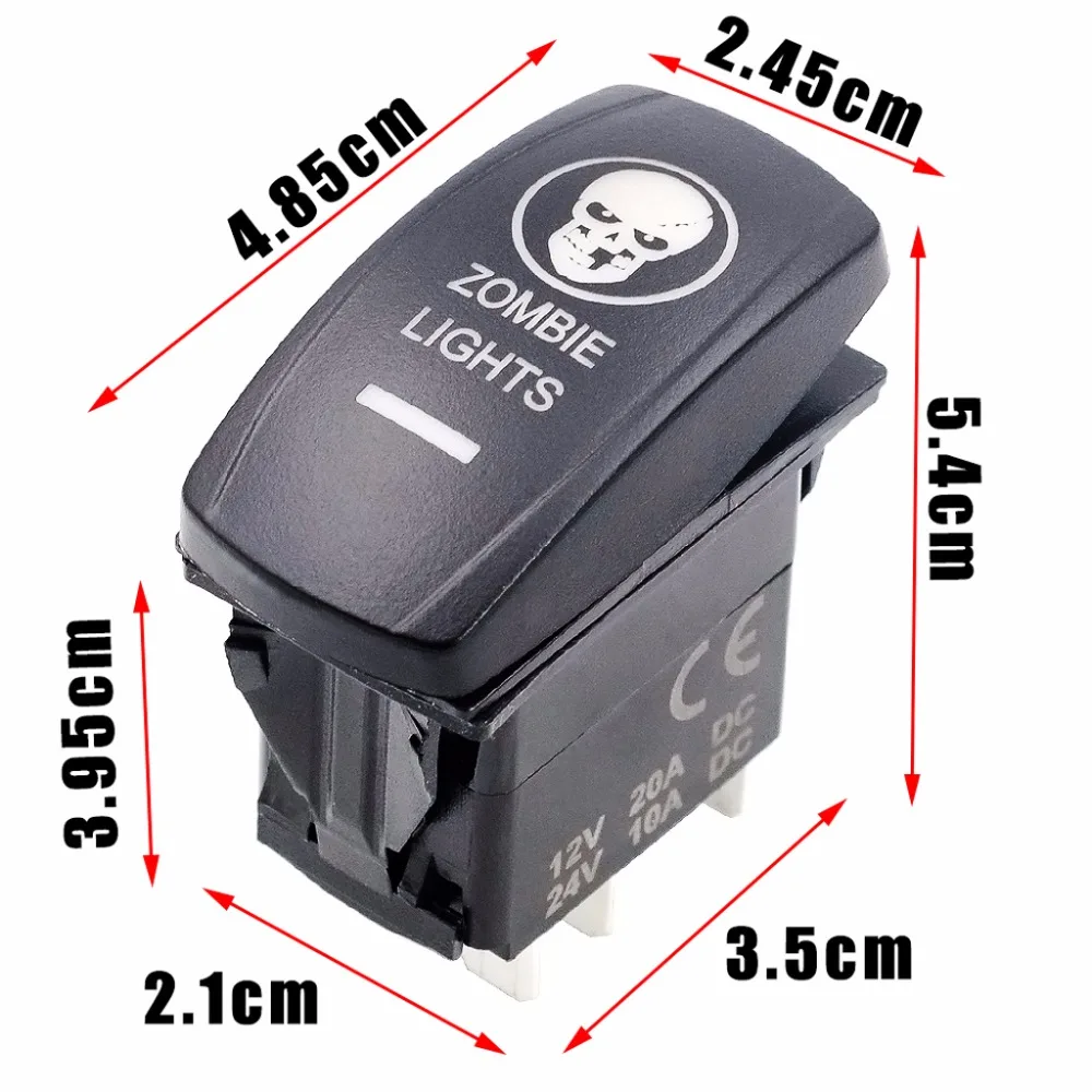 12 V/24 V автомобиль Лодка на включение/выключение сзади зомби ОГНИ Кулисный Переключатель синий светодиодный внутренние выключатели контроля