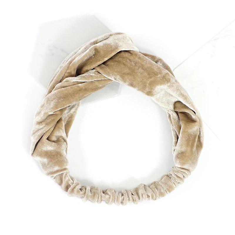 Эластичные бархатные повязки на голову с перехлёстом Зимняя повязка для девочек
