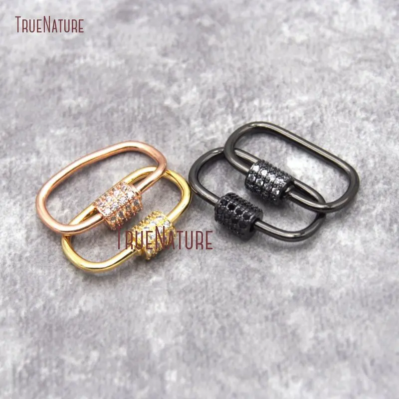 FC26932 CZ Micro Pave Oval shape винтовая застежка золото розовое золото бронзовая Посеребренная u-образная застежка замок карабин проложенный замок FC26932 - Цвет: FC26932