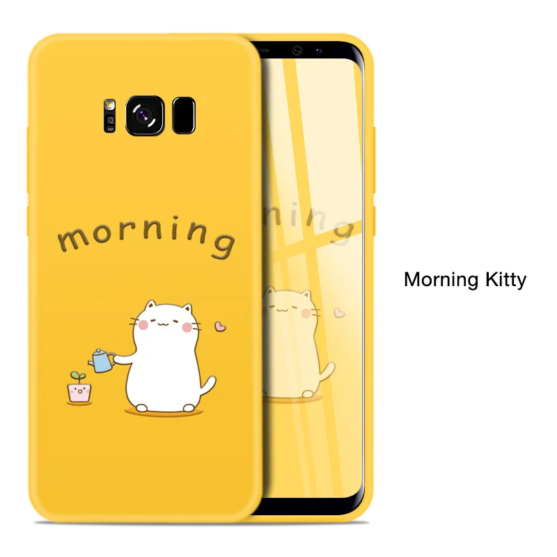 Morning Kitty ASINA чехол с милым животным для samsung Galaxy S8, чехол, 3D рельефный Силиконовый противоударный бампер для Galaxy S7 Edge S9 Plus S10 - Цвет: Morning Kitty