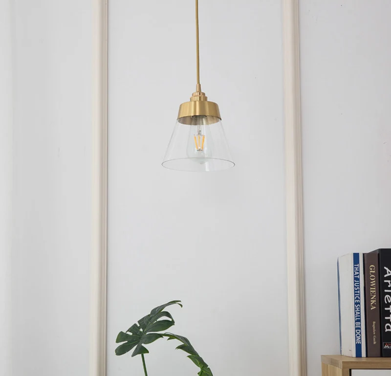 Glass Pendant Light Nordic Pendant Lamp Edison Pendant Light Brass Creative Minimalist E27 Lighting Lampshade For Restaurant