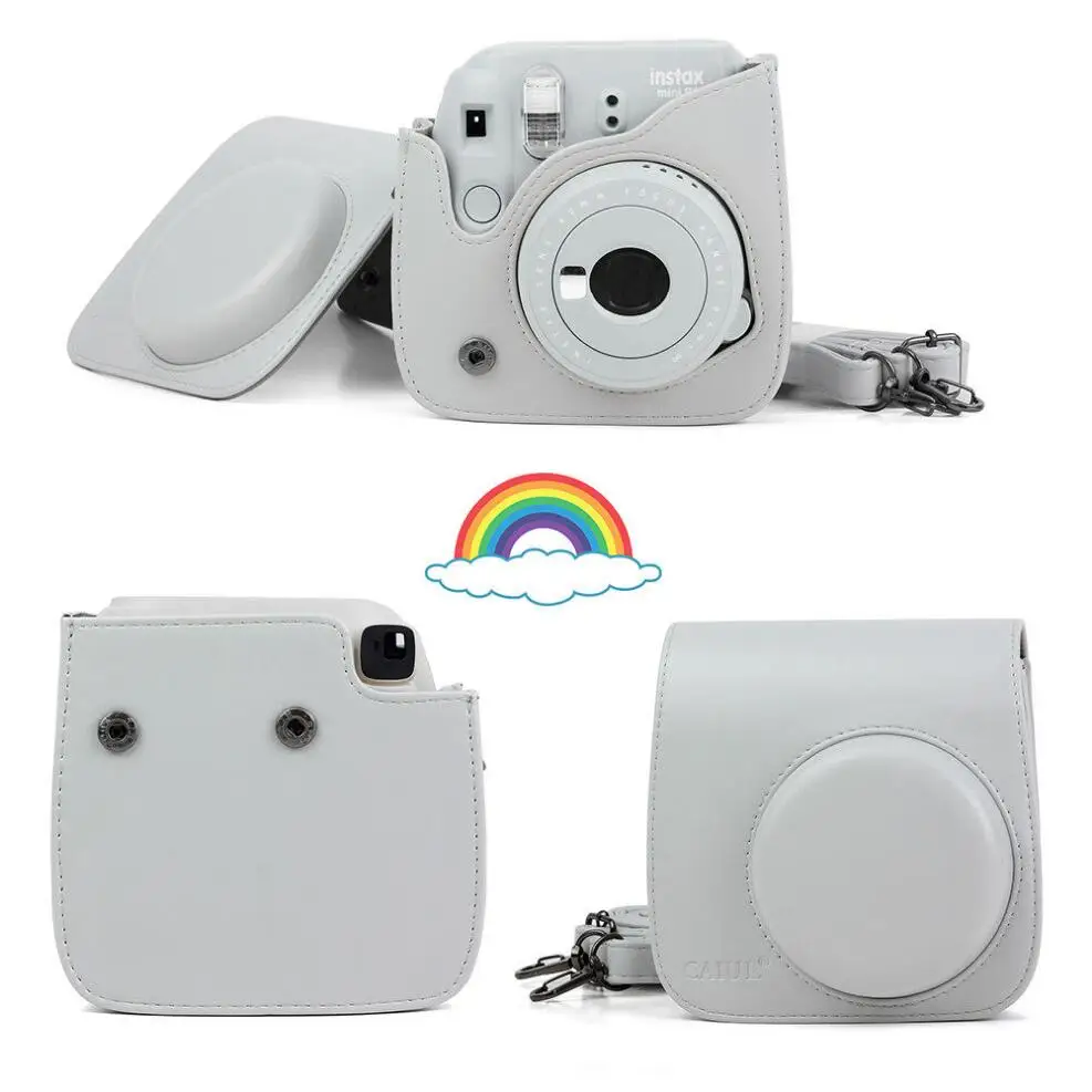 Для камеры Fujifilm Instax Mini 8 Mini 9 из искусственной кожи цветной чехол для камеры Instax Mini с ремешком на плечо прозрачный чехол с кристаллами - Цвет: Smoky White