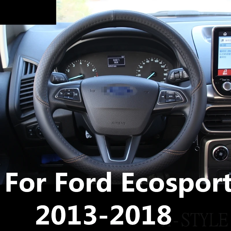 Для Ford Ecosport 2013- чехлы на руль мягкая кожаная оплетка на руль автомобиля аксессуары для салона Стайлинг
