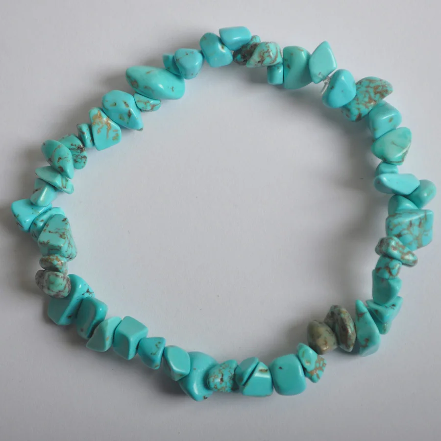 Счастливый Чип Бусы синий Howlite стрейч браслет 8 дюймов ювелирные изделия для