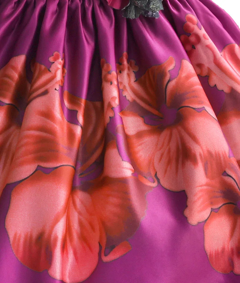 Christmas Girl Party Dress Big Rose Flower Print Ball Gown Pearl Collar Kids Wedding Clothes vestido infantil 3-8T | Детская одежда и