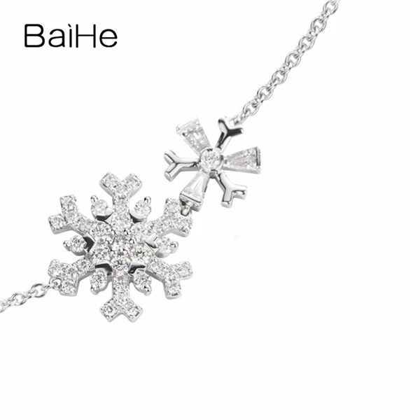 BAIHE одноцветное 14 К желтого золота 0.66ct Certified H/SI из натуральной Алмаз Свадебные для женщин Офис/Карьера ювелирные украшения браслет