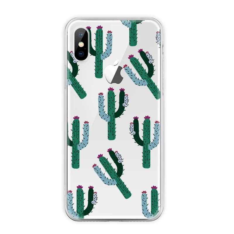 19 Чехол с изображением фламинго и кактуса для iPhone 7, 8, 6, 6S Plus, X, XR, XS, Max, 5 S, SE, цветочный лист, мягкий прозрачный силиконовый чехол из ТПУ, чехол - Цвет: 19
