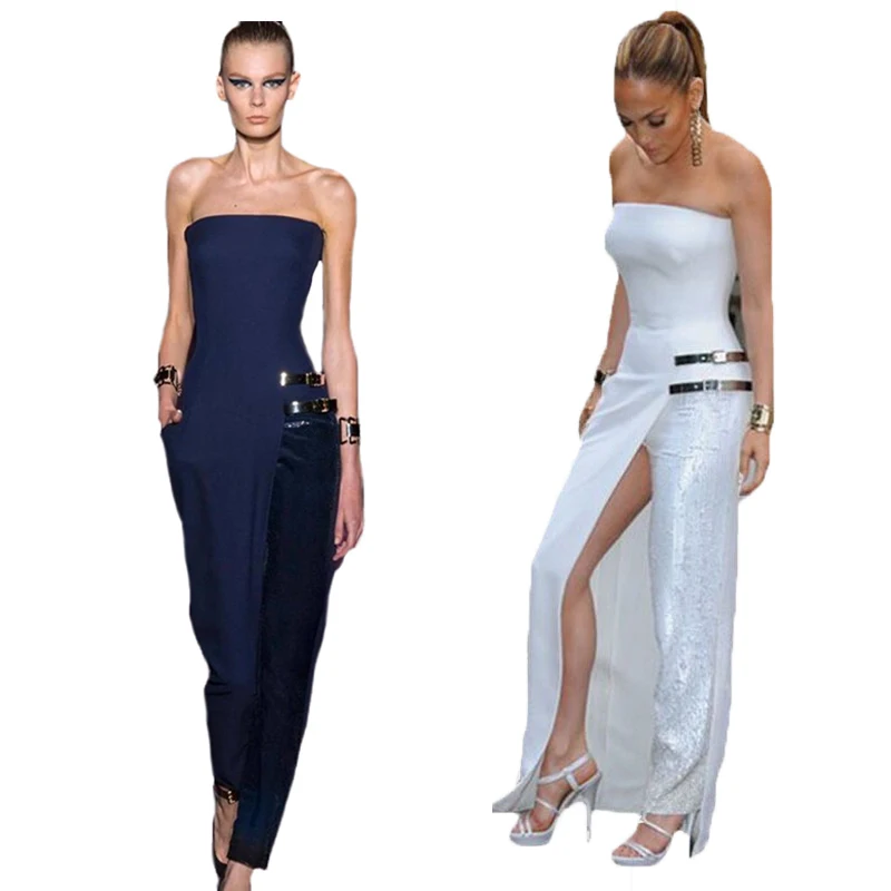 Женский комбинезон с открытой спиной элегантный белый в стиле знаменитостей |