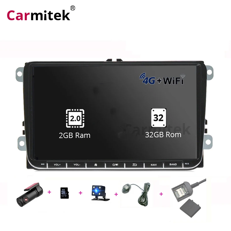 Автомобильный мультимедийный плеер 9-дюймовый сенсорный экран 2din для VW Golf Polo Jetta