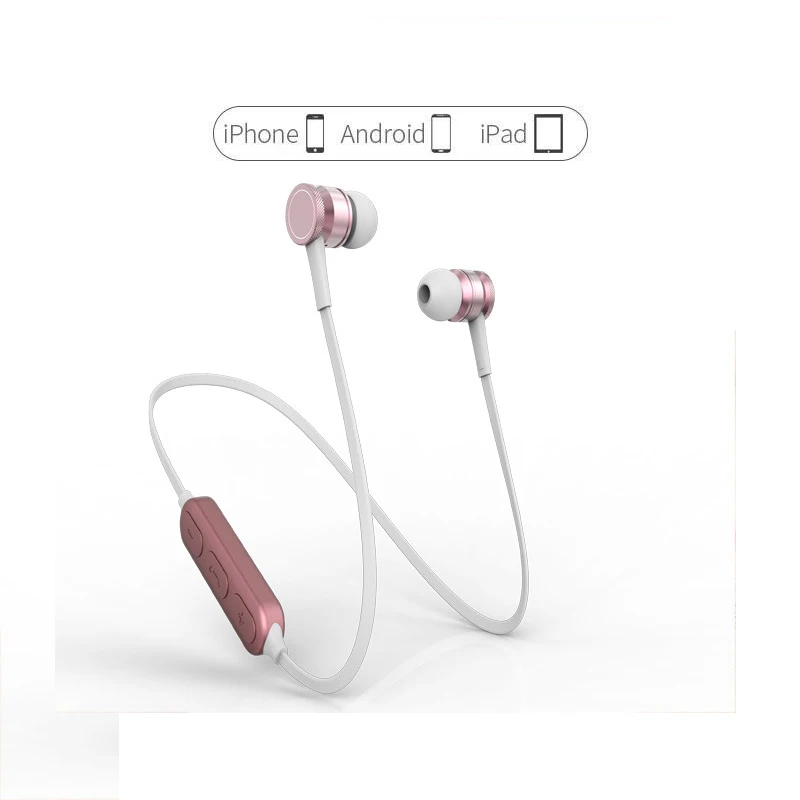 Розовое золото спорт Беспроводной наушники bluetooth вкладыши гарнитуры для девочек