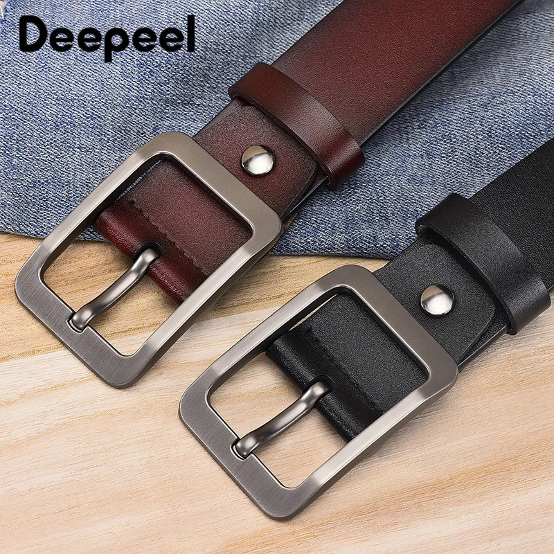 Мужской ремень из воловьей кожи Deepeel 3 8 см * 110-125 прямоугольная металлическая