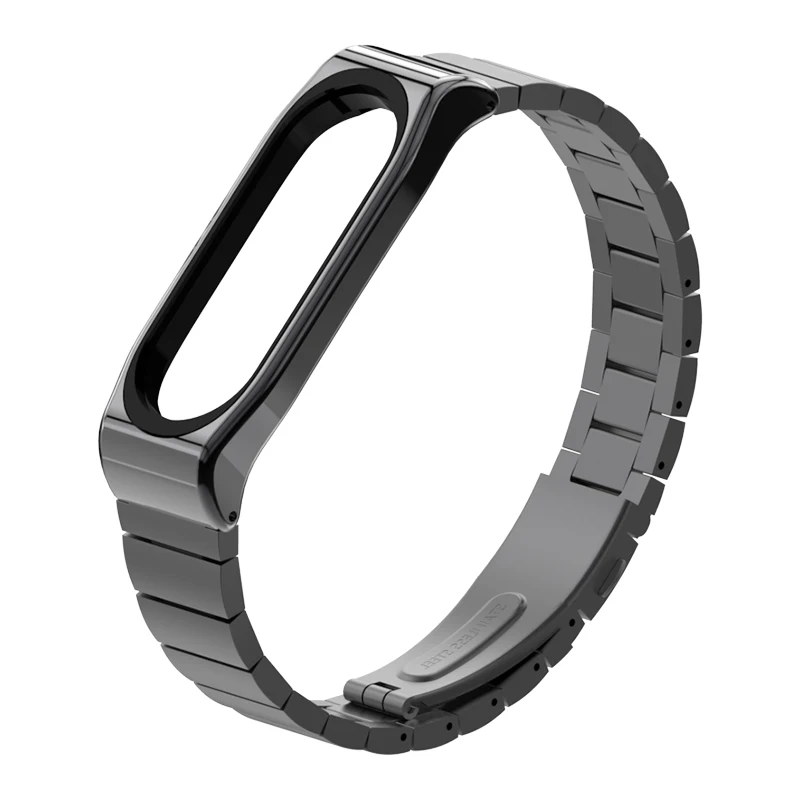 Mi jobs mi Band 4 3 металлический ремешок для Xiaomi mi Band 4 3 ремешок из нержавеющей стали смарт-браслет напульсники mi Band 4 3 ремешок - Цвет: Черный