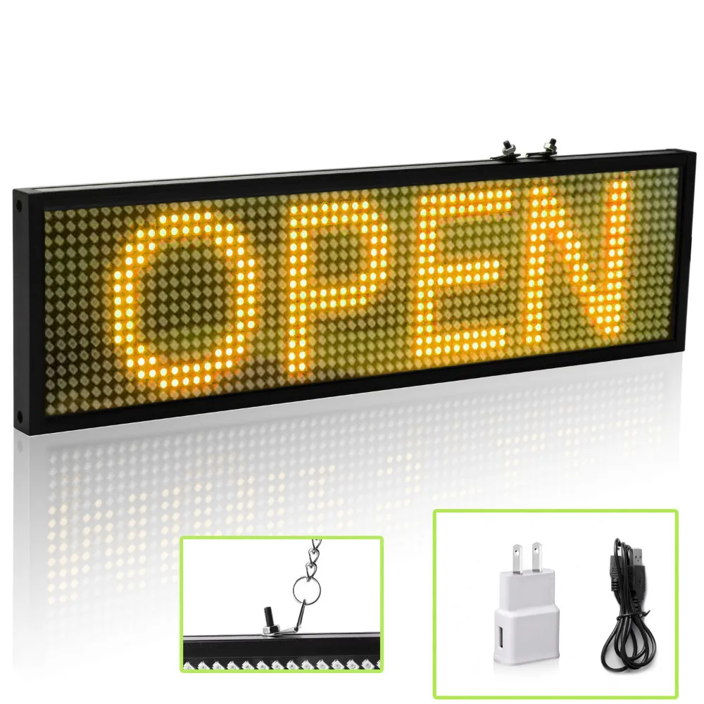 34cm SMD P5 LED Message Display Smartphone WiFi Programmable Scrolling Information Store Bar Yellow LED Display Board Panel