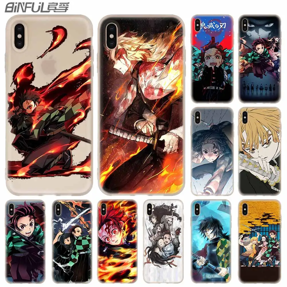 Демон убийца Kimetsu без Yaiba чехол мягкий для iPhone 11 12 Pro X XS Max XR 6 6S 7 8 plus 5S SE 9