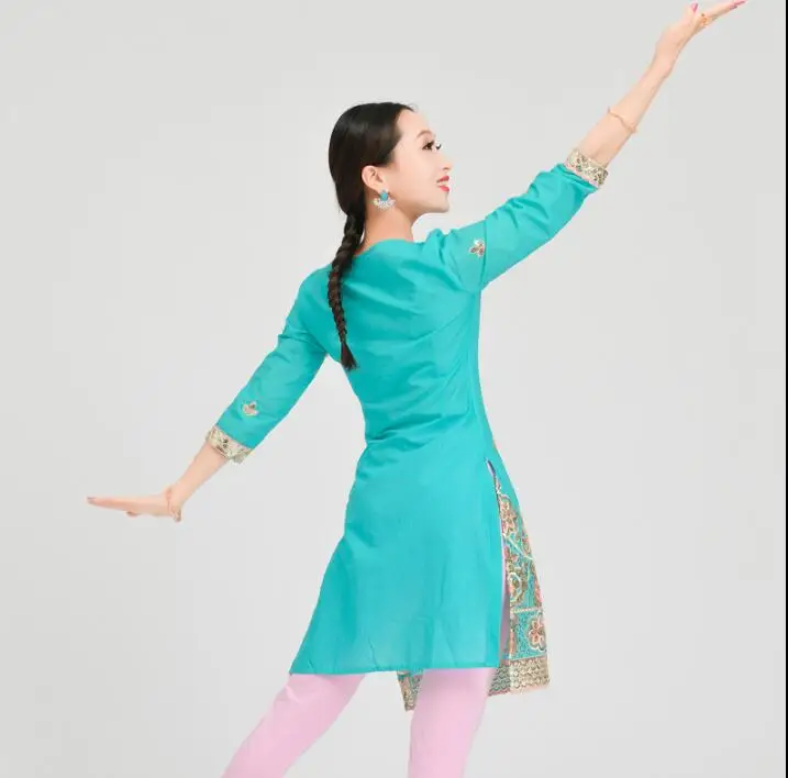 Женское модное этническое платье из хлопка с принтом Kurtas индийское танцевальное