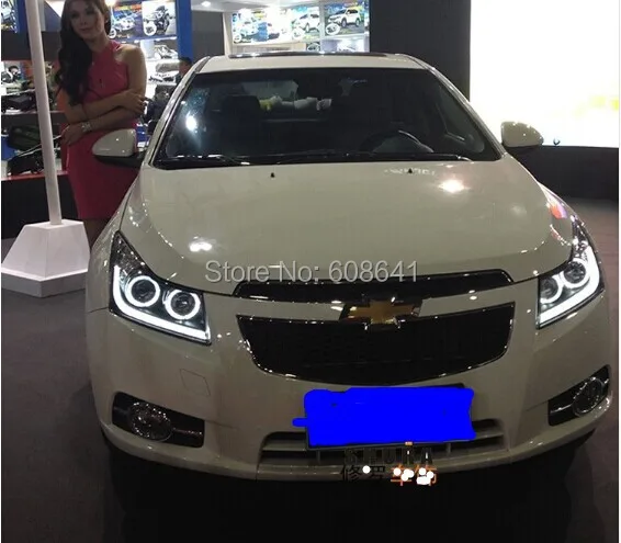 Для CHEVROLET Cruze светодиодный налобный фонарь Ангельские глазки линзы проектора Bi