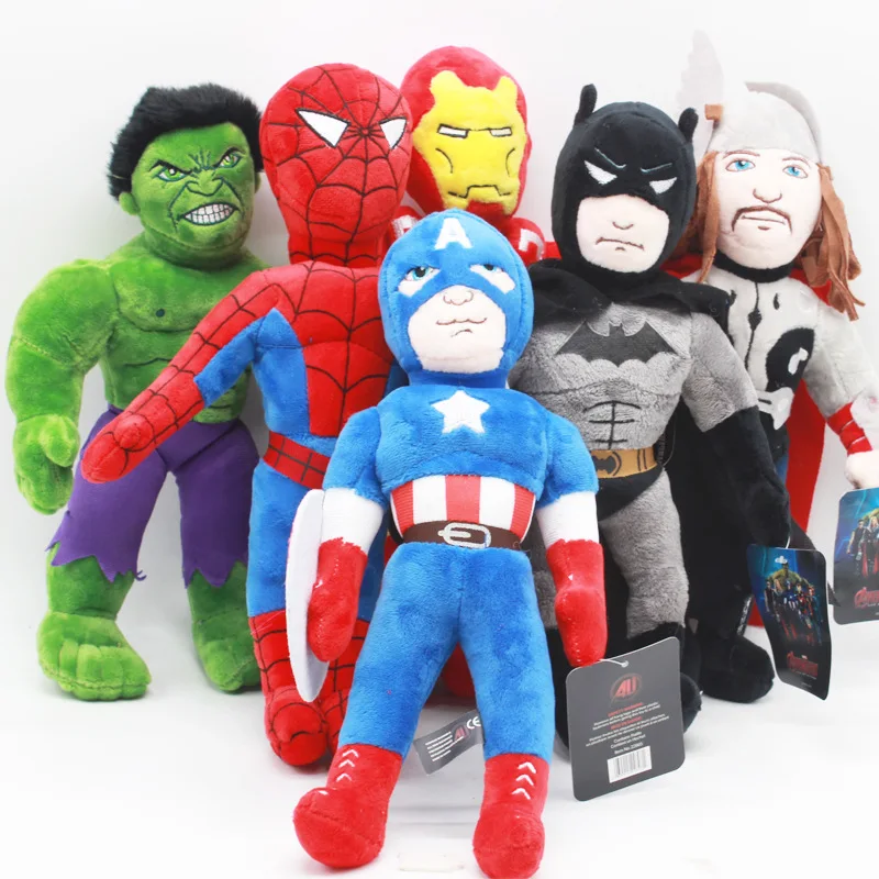 30 см Marvel, Мстители, Человек-паук, железный человек, Халк, Капитан Америка, Бэтмен, плюшевая игрушка, мягкие игрушки для детей, подарки для детей