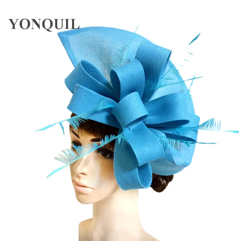 sea blue Sea blue женские свадебные Вуалетка для волос шляпа с фантазии перо на голову группа для вечерние партии race головные уборы Новое поступление SYF66 - Цвет: sea blue