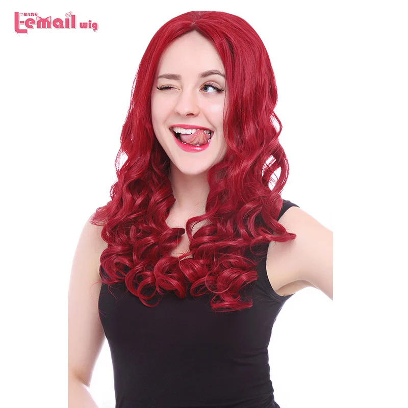 L email парик длинные красные кудрявые волосы на кружеве 22 дюйма с длинными волосами