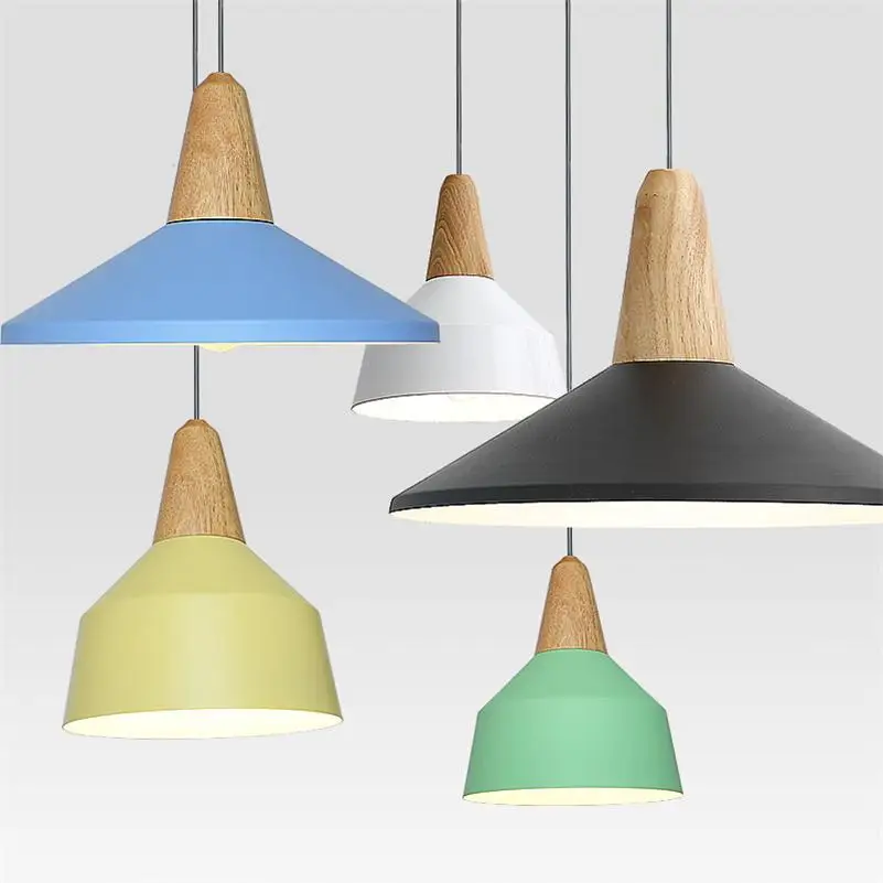 Современные деревянные подвесные светильники Nordic Алюминий повесить лампа