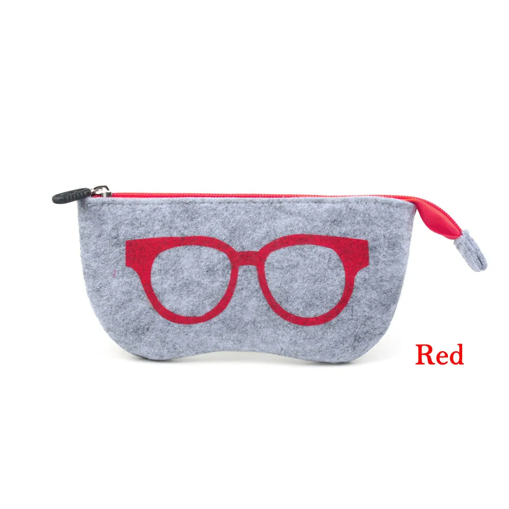 Красный 1 шт., унисекс, войлочная Сумка-футляр для очков, солнцезащитные очки, чехол, коробка, портьоны, мягкая молния, soleil lunetes de soleil, защитный чехол для солнцезащитных очков - Цвет: Красный