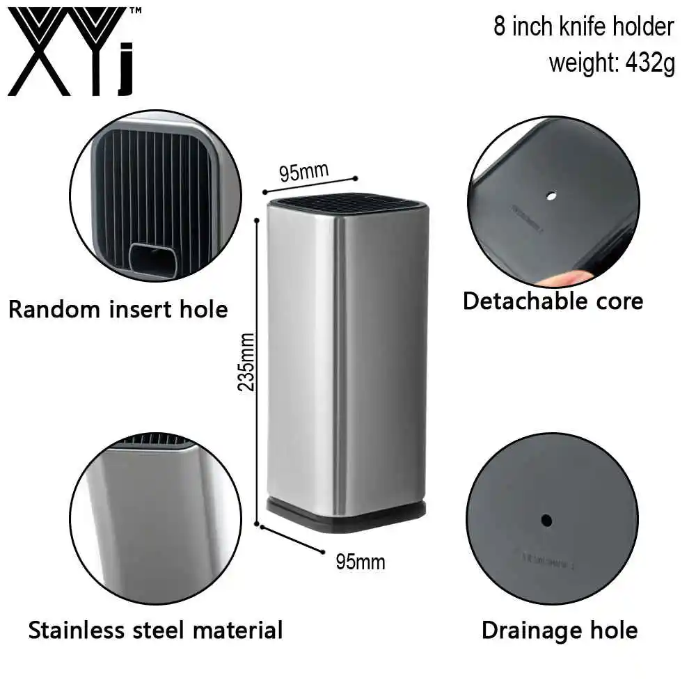 C.8 inch XYj 6 ''8'' подставка для ножей из нержавеющей стали разделочная доска держатель для кухонных ножей гостиничный Ресторан кухонная принадлежность модный подарок - Цвет: C.8 inch