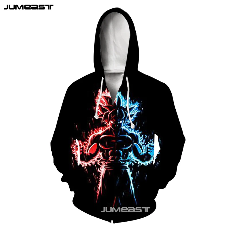 Jumeast Super Saiya мужские/женские толстовки на молнии с 3D принтом мультяшный Жемчуг