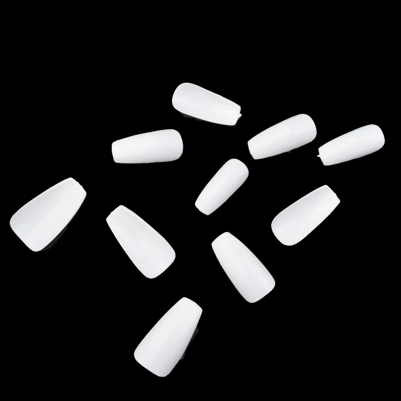 100 шт./коркор. Длинные накладные ногти в форме балерины французские овальные