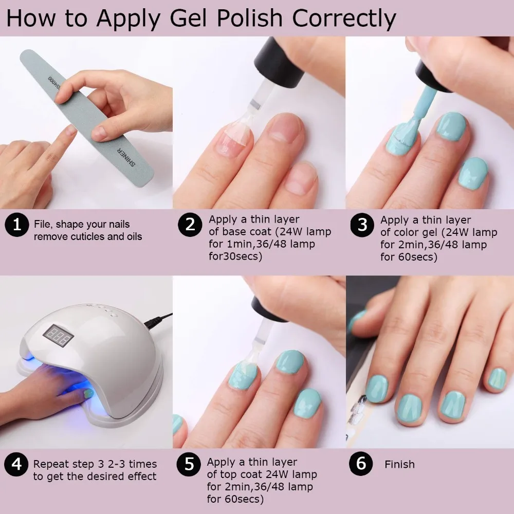 Makartt UV Gel Nail Polish Set Starter Kit DIY Home Gel Kit Set with 6 Colors 24W LED Nail Dryer Lamp Base Top Coat and Manicure