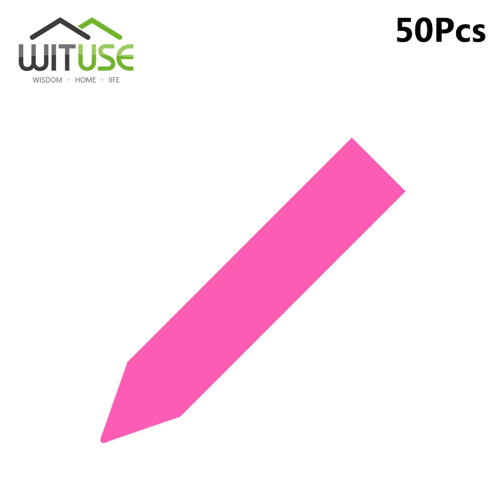50pcs Pink 50/100/300 шт Пластик много цветов кол-тип детского сада растений метки цветочный горшок толстый маркер метки для растений садовые украшения - Цвет: 50pcs Pink