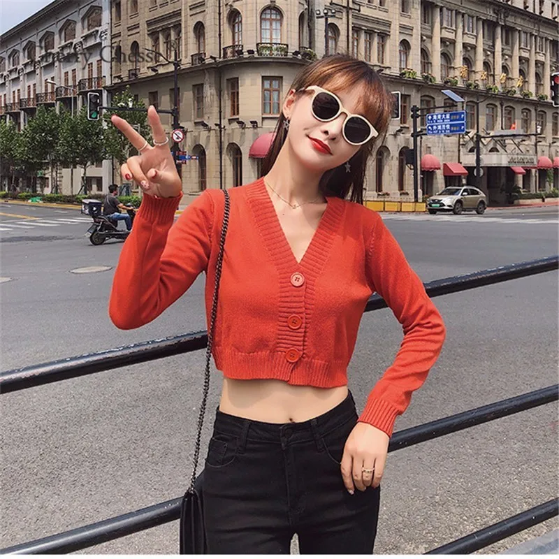 Cherry вый ессе Harajuku сексуальный женский укороченный свитер с длинным рукавом и
