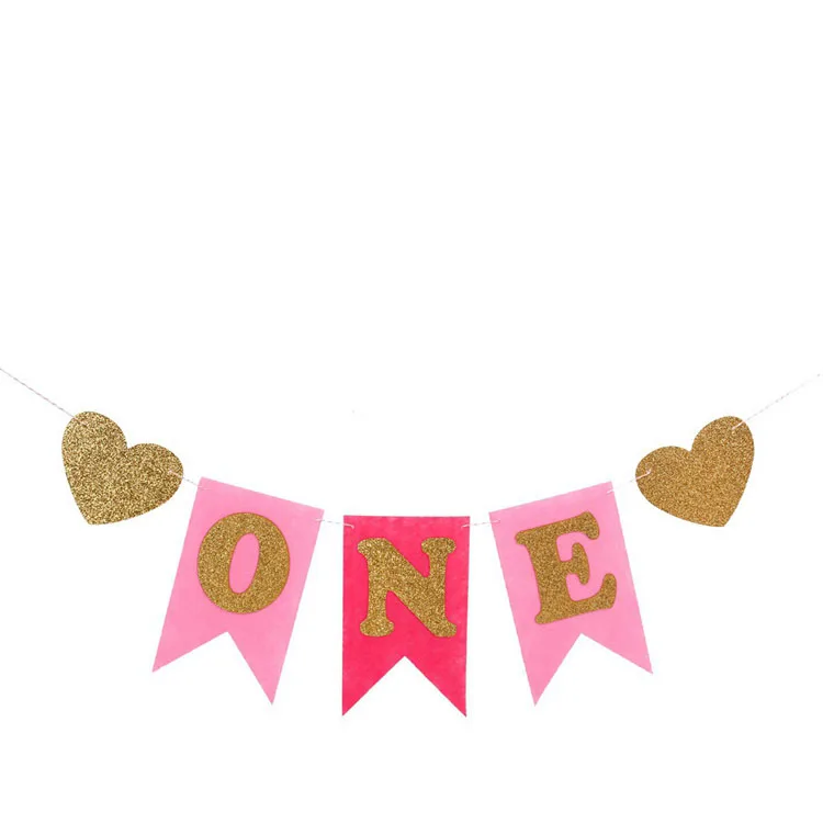 Pink One Banner Розового и голубого цвета для мальчиков и девочек 1st воздушные шары с днем рождения номер 1 во-первых шары для детей Baby Shower День рождения украшение шары - Цвет: Pink One Banner