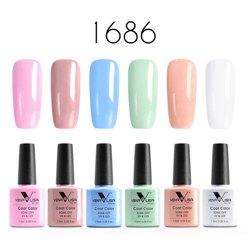1686 Nail art soak off набор гель-лаков для ногтей VENALISA УФ СВЕТОДИОДНЫЙ Цветной Гель-лак для ногтей верхнее покрытие маникюр гель лак для ногтей гель основа - Цвет: 1686