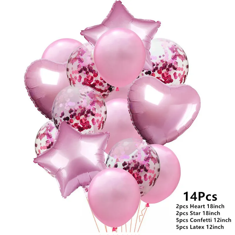 14pcs Pink Confetti Baby Shower украшения это мальчик девочка баннер Пол свидетельствуют о Oh Baby шар День рождения украшения детских товаров - Цвет: 14pcs Pink Confetti
