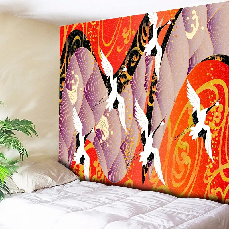 Японский акварельный художественный настенный гобелен висящий хиппи летающий