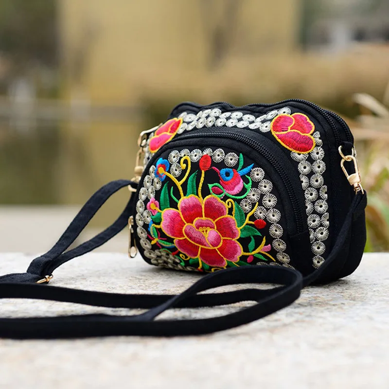 Новинка 2017 Женская парусиновая сумка на плечо в национальном стиле с цветочной