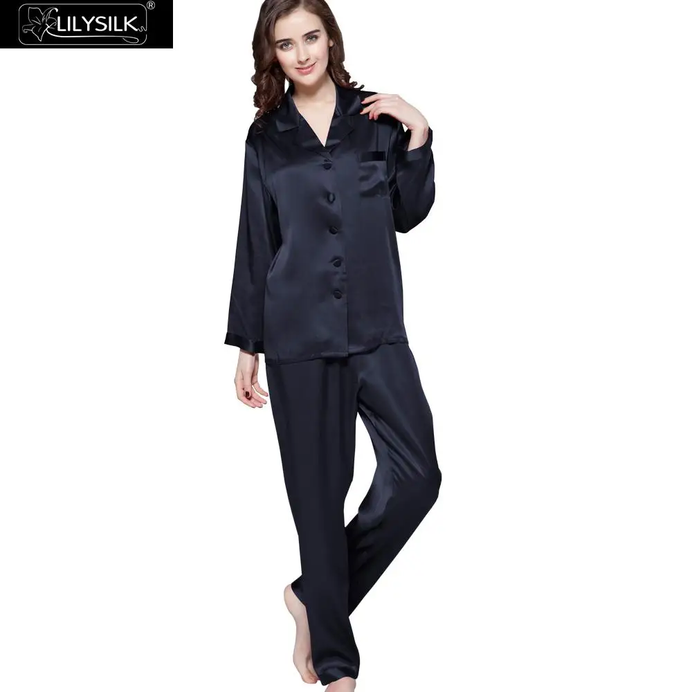LilySilk пижама мужская шелковая домашняя одежда для мужчин 22 Momme глубокий углового установленные для короткий рукав летняя комплект шелк