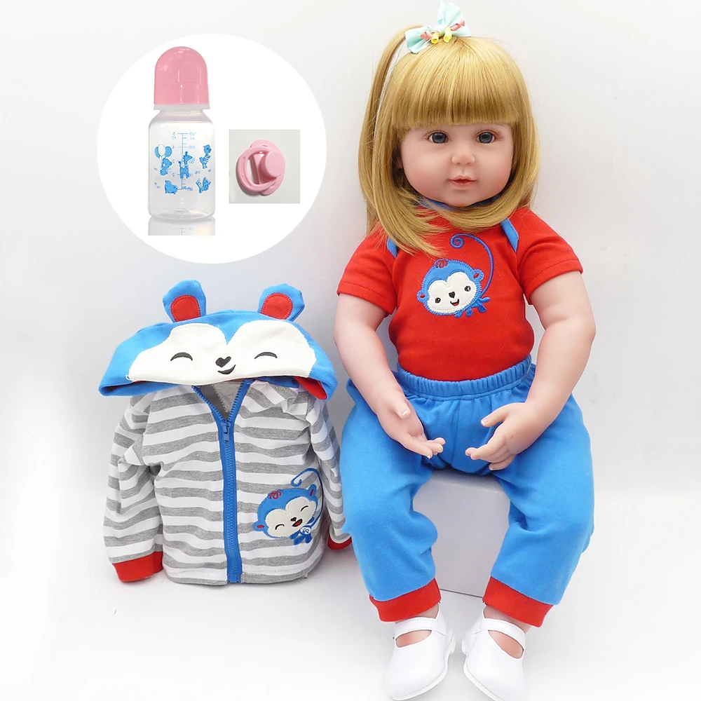 

Кукла Reborn Boneca, мягкая, силиконовая, блонд, 60 см