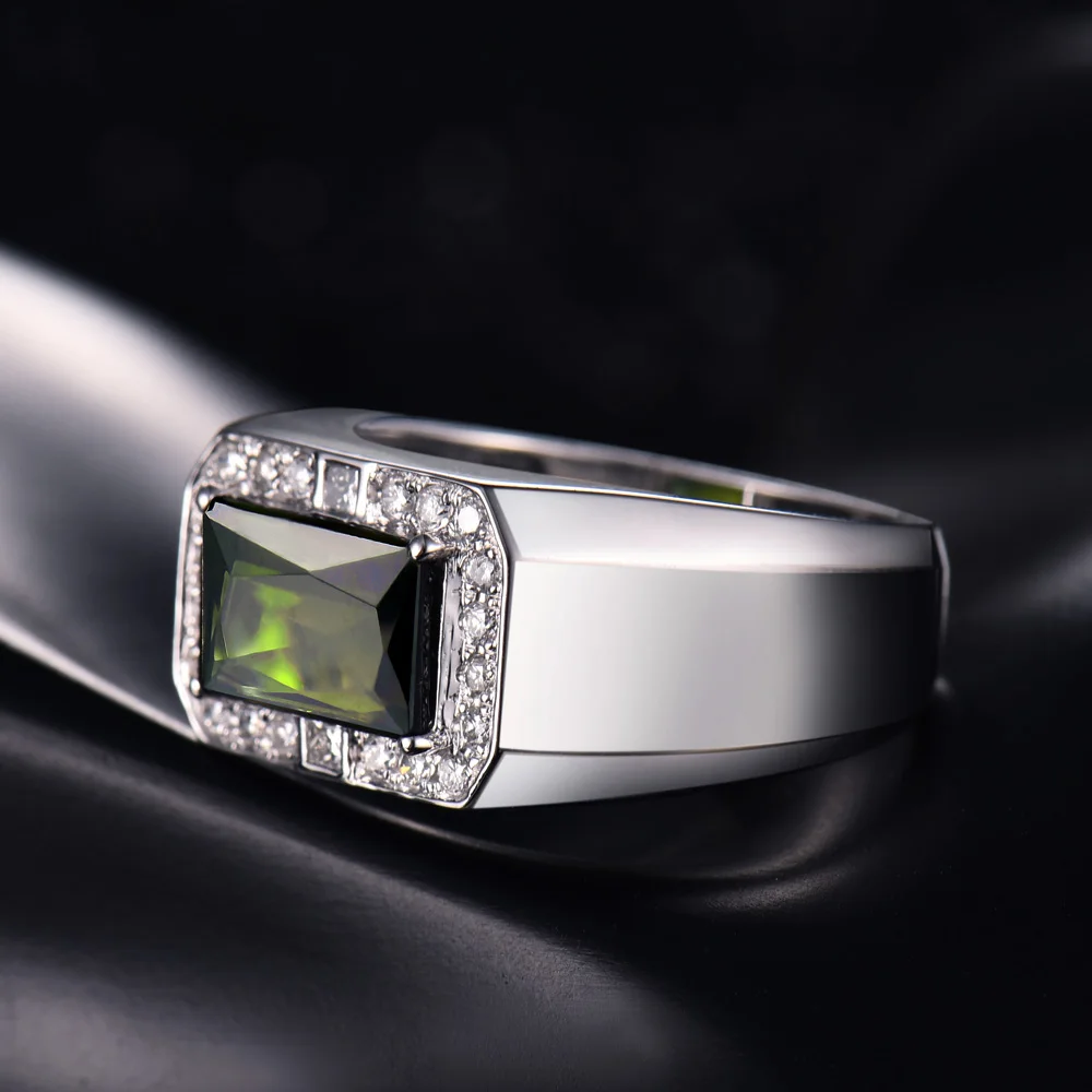 Роскошное 18K Белое Золото Зеленый Турмалин кольцо натуральный алмаз ювелирные