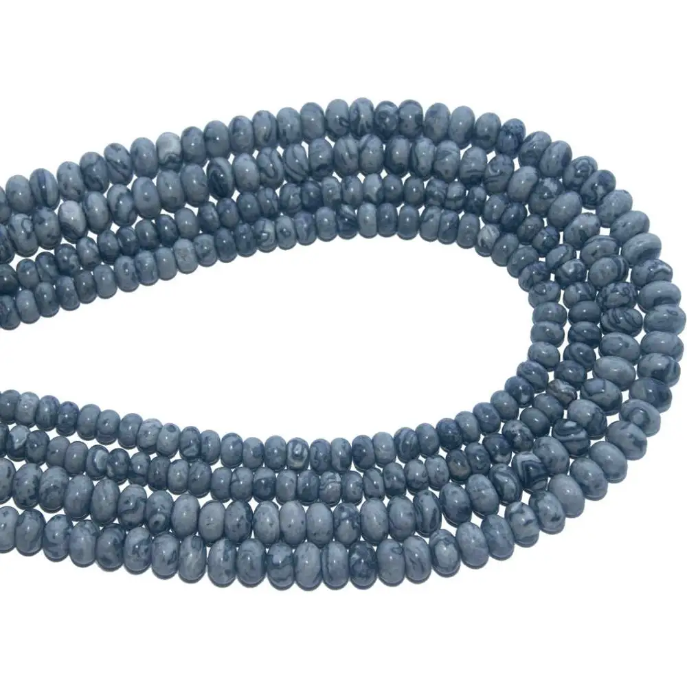 Gray Map Stone Натуральный камень лазурит Агаты кристаллы аметиста бусины разделитель Рондель бусины для изготовления ювелирных изделий Шарм DIY браслет - Цвет: Gray Map Stone