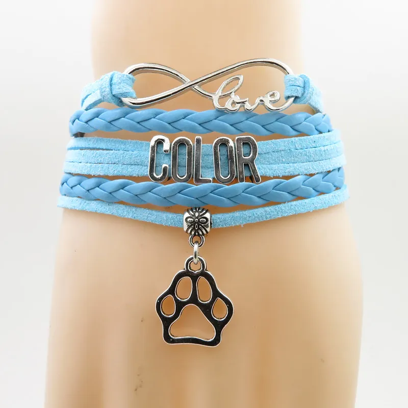 Blue- basset hound Модный Бассет-Хаунд браслет Подвеска собачья лапа Бассет-Хаунд Собака подарок Черная кожа женщины мужчины браслеты Бассет-Хаунд браслеты - Окраска металла: Blue- basset hound