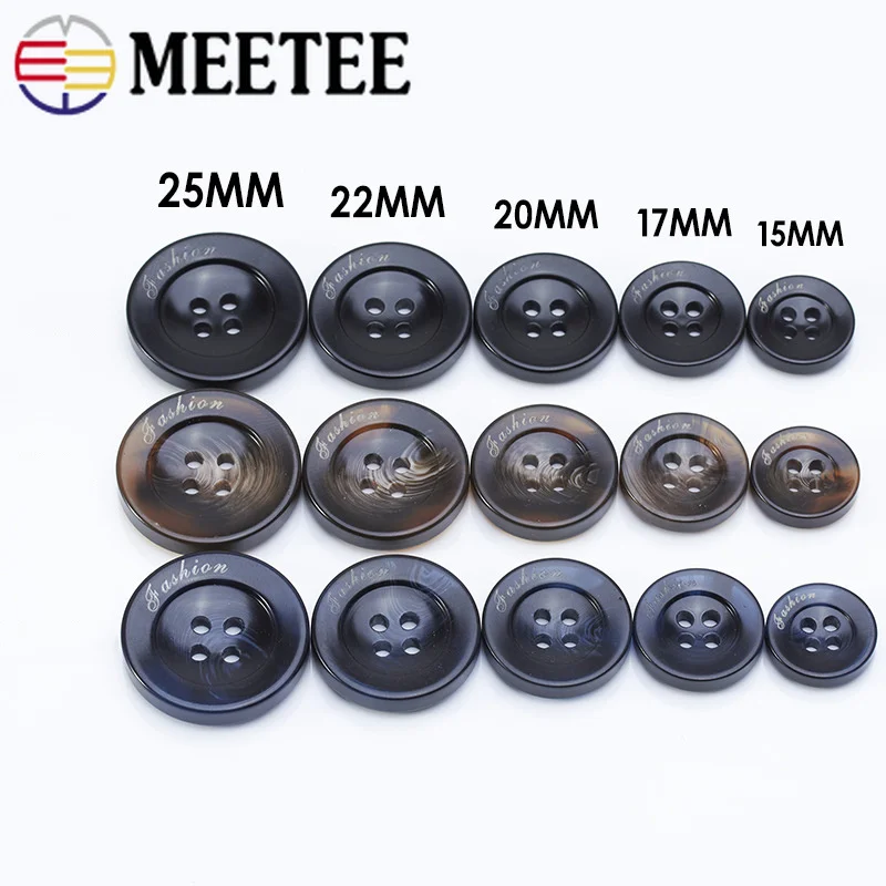Meetee 30pcs 15-25mm Round 4-holes Plastic Resin Buttons Men Women's Coat DIY Sewing Suit Windbreaker Botones Accessory | Дом и сад