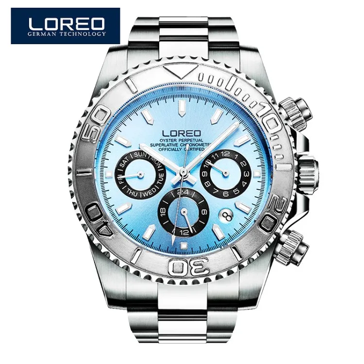 Steel Band 2 200 м водонепроницаемые часы Diver люксовый бренд LOREO высококачественные автоматические часы мужские сапфировое зеркало светящийся Календарь Неделя Месяц 24 часа - Цвет: Steel Band 2