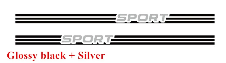 Glossy black-silver Для Opel Corsa Sport Stripes наклейки двери боковой Стикер на автомобильную юбку двери автомобиля Декор стикер Авто аксессуары для тела гоночный стиль - Название цвета: Glossy black-silver