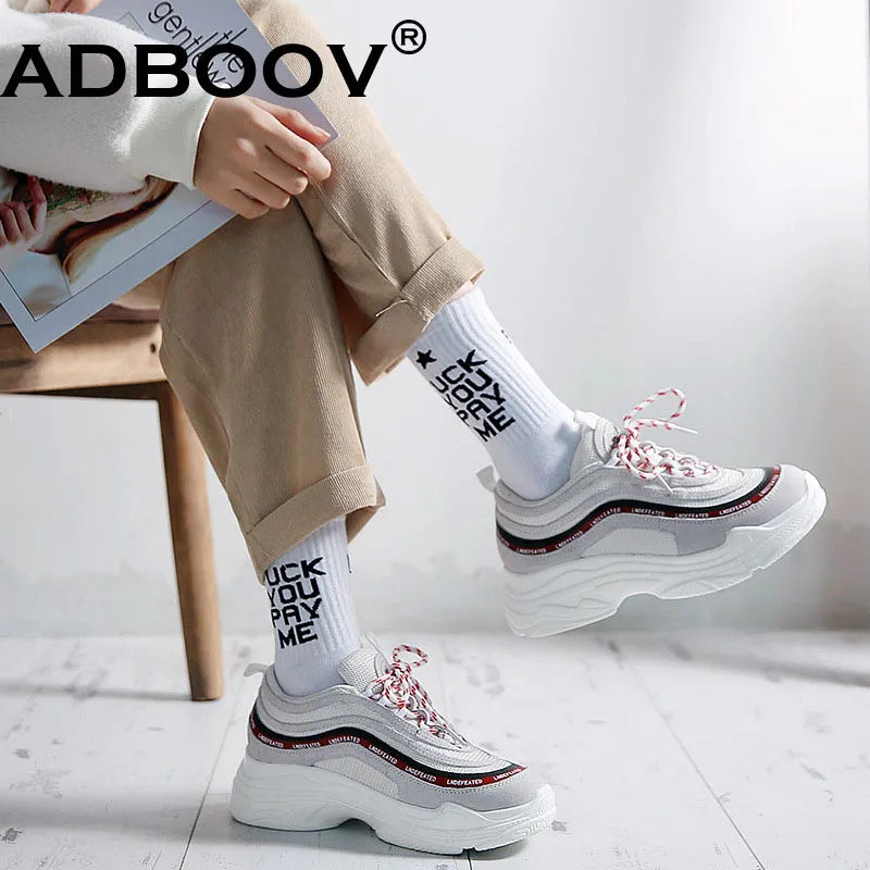 Женские кроссовки ADBOOV винтажные дышащие на платформе с перекрестной