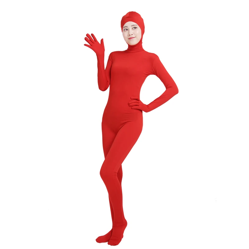 Red Ensnovo, унисекс, косплей, Zentai, костюмы для женщин и мужчин, для взрослых, с открытым лицом, на все тело, спандекс, зентай-костюм, черный, боди, костюмы для косплея - Цвет: Red