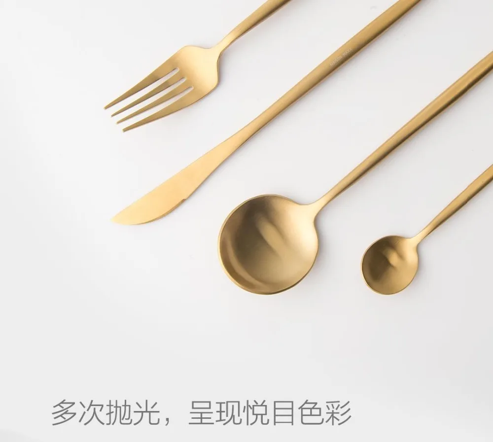 Xiaomi посуда из нержавеющей стали Maision Maxx набор нож ложка Вилка чайная ложка 4 комплекта столовая посуда Черное золото для умного дома пульт дистанционного управления