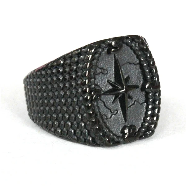 Прямая поставка Размер 7 ~ 13 черное кольцо с якорем из нержавеющей стали 316L