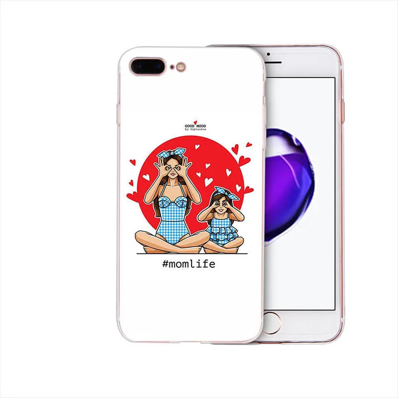 Мягкий чехол Красивая мама милый ребенок мультфильм дизайн для iphone 7 8 6s 6 plus чехол xs max x xr Coque 5S se 5 Funda